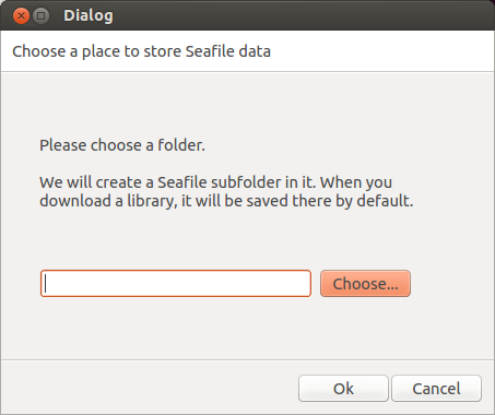 Selecting a folder to store Seafile data